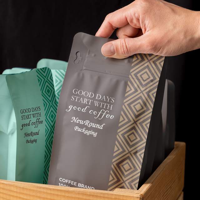 Nouveau Sac de café Recyclable personnalisé paquets de café en gros sac de café à fond plat avec Valve