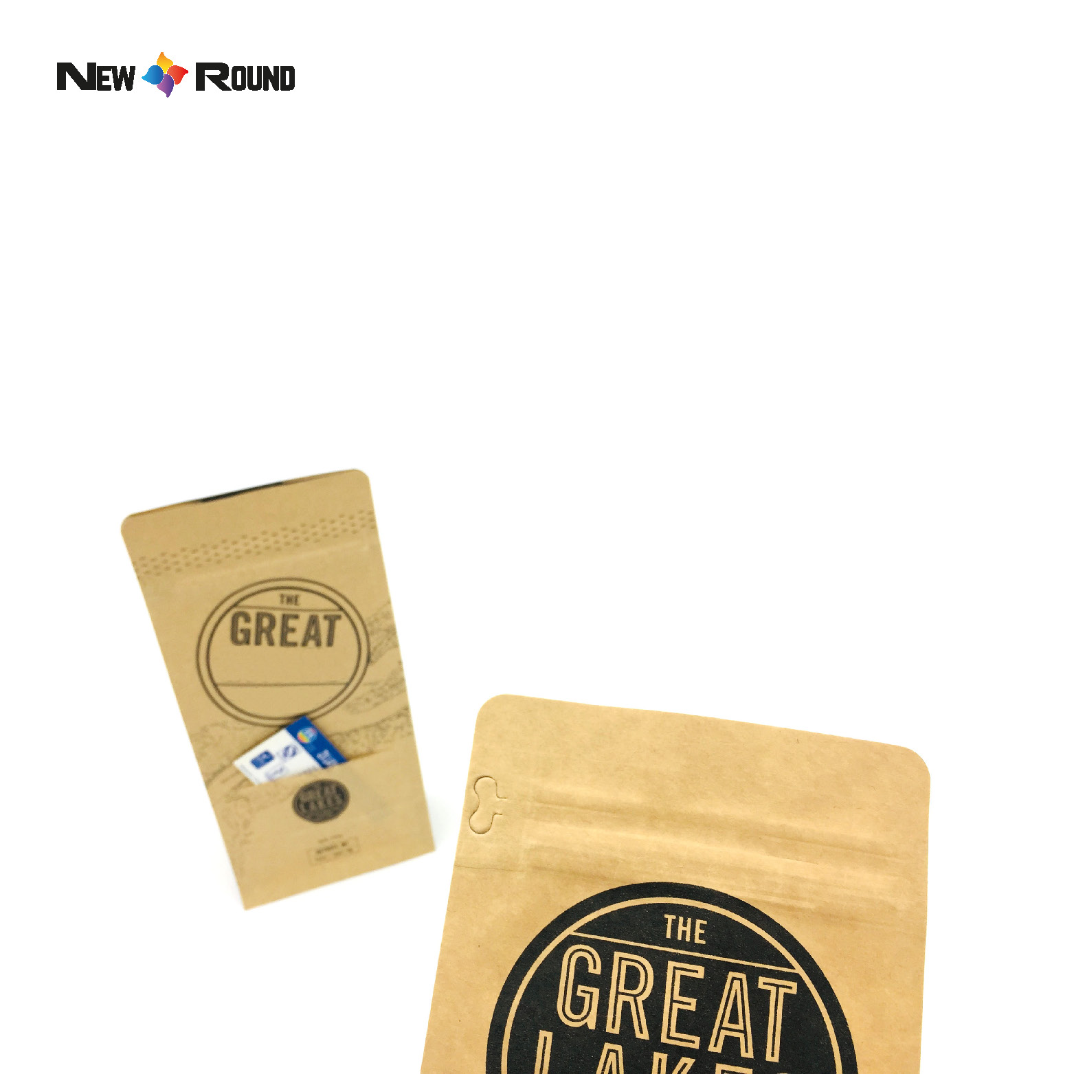 Emballage en plastique de sac de café de fond plat de grain torréfié de valve à sens unique de poche de papier kraft d'étiquette adaptée aux besoins du client
