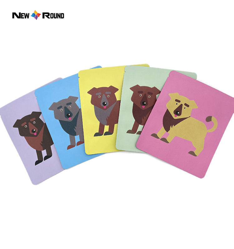 Sac d'emballage alimentaire à fond plat, collation sèche pour chien, pochette imprimée personnalisée pour friandises pour animaux de compagnie