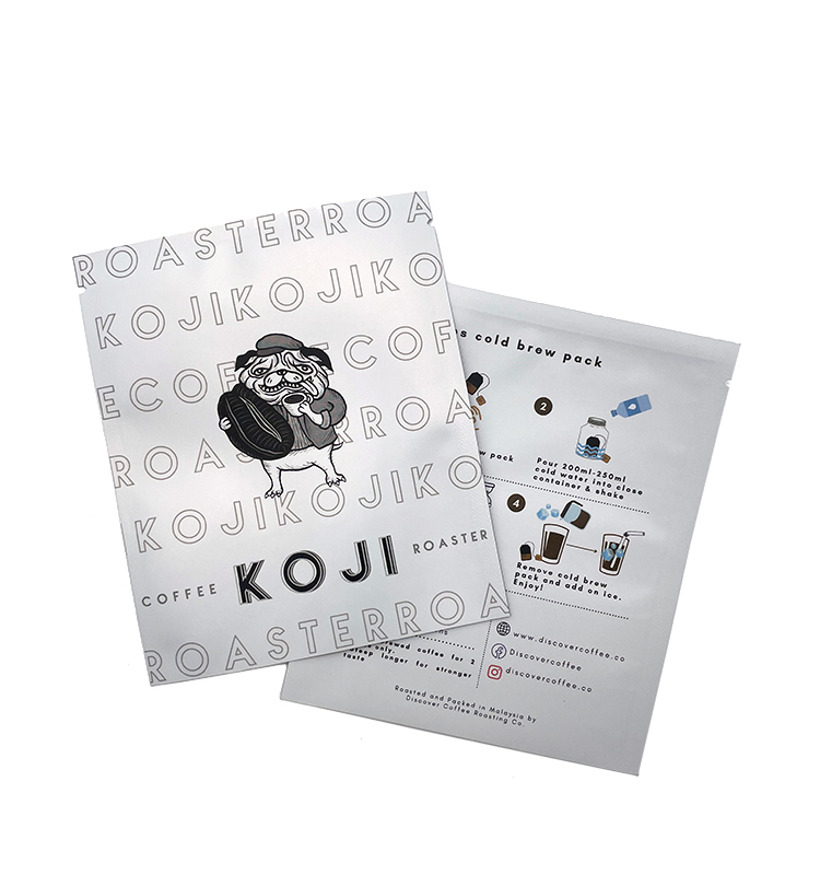 Papier kraft à fond plat, emballage imprimé personnalisé, biodégradable, compostable, emballage de haricots vides, sac de café