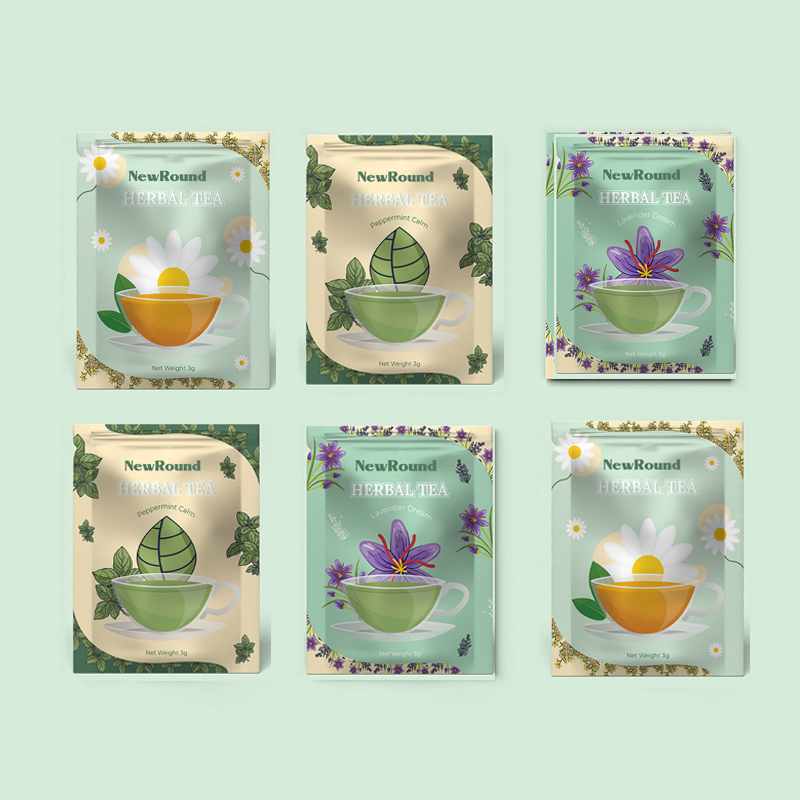 Sachets de thé à trois côtés à l'épreuve de l'humidité et de la fraîcheur à trois côtés
