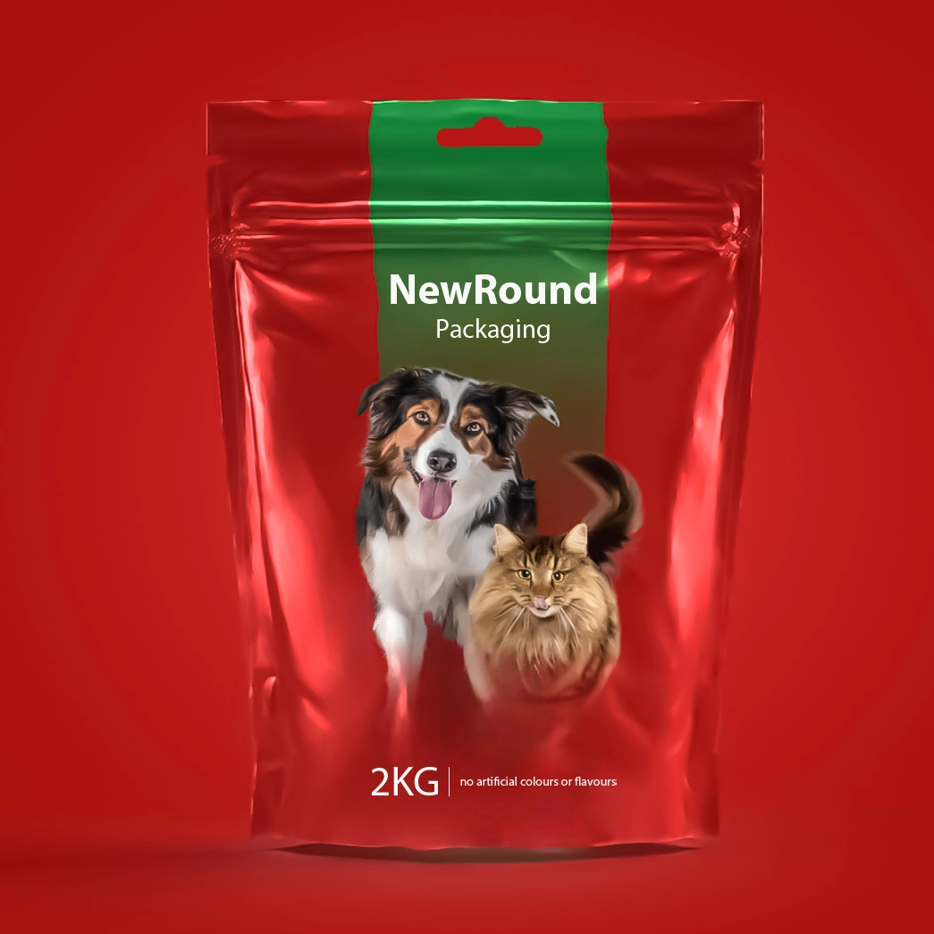 Emballage alimentaire pour animaux de compagnie avec conception de stand recyclable