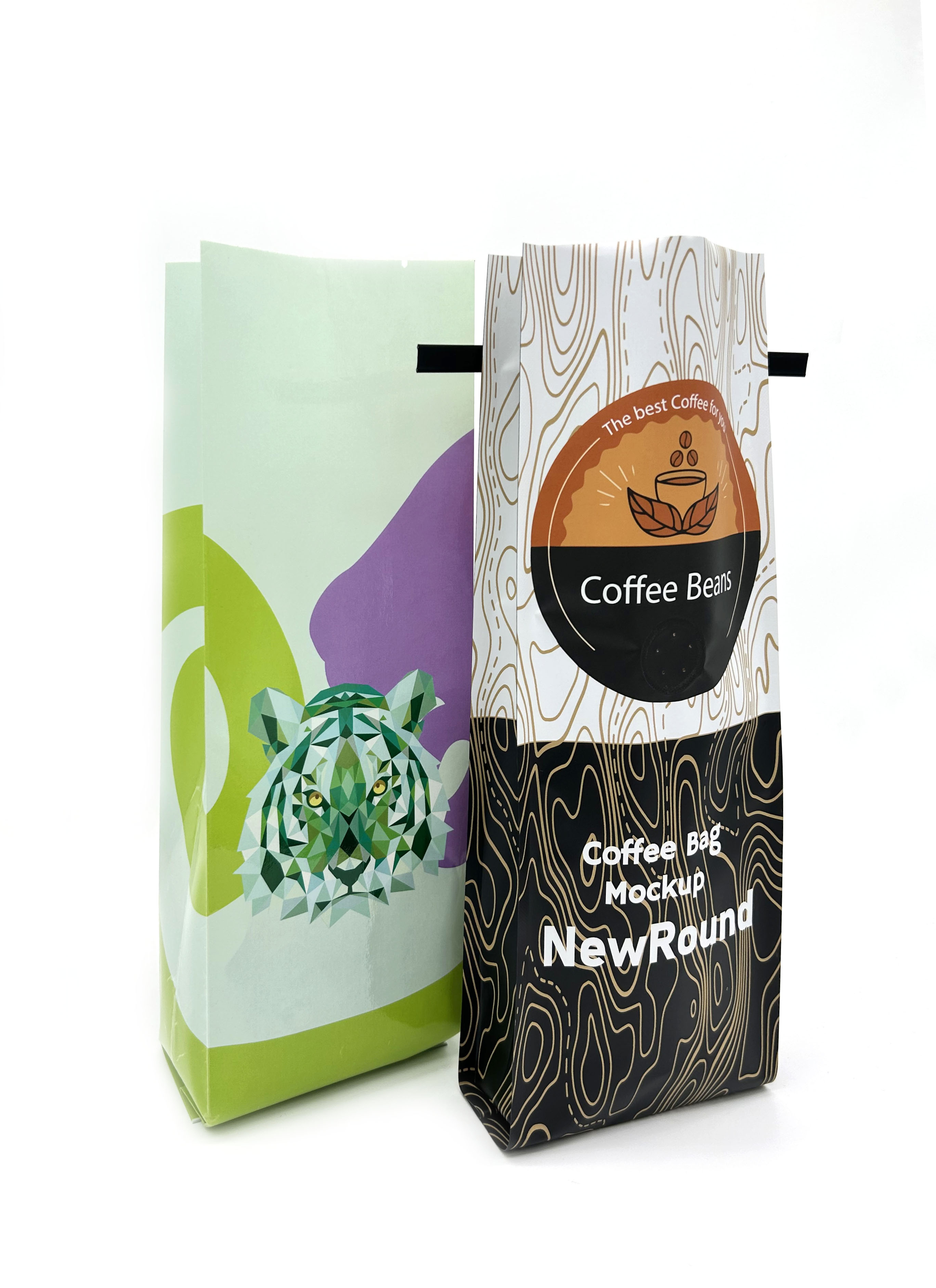  Sacs de sachets d'emballage de grains de café en plastique et aluminium à joint quadruple à soufflet latéral personnalisé avec valve