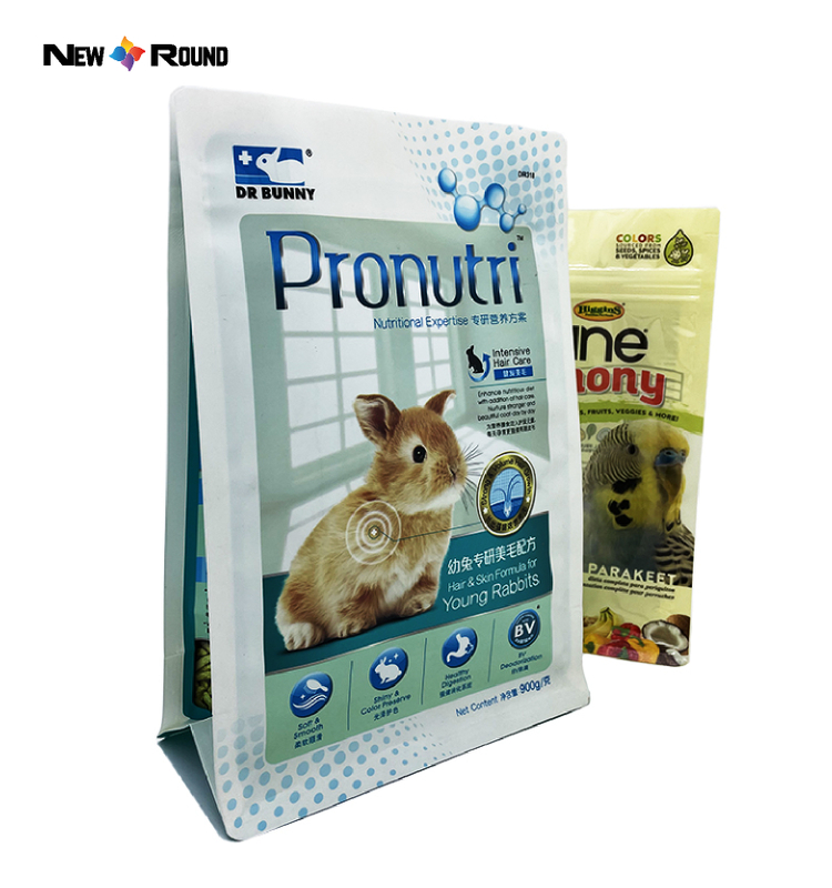 Poche à fond plat de sac zip-lock d'emballage en plastique de catégorie imprimée par coutume pour l'aliment pour animaux familiers