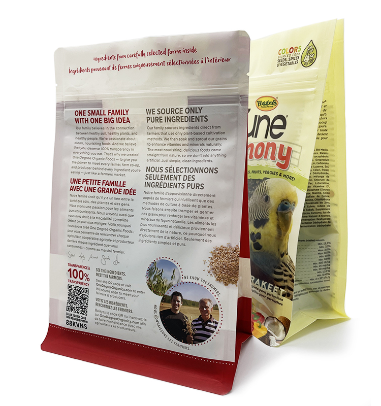Sacs à gousset à fond plat en plastique imprimés personnalisés, emballage d'aliments pour chiens, sac d'aliments pour animaux de compagnie avec fermeture éclair