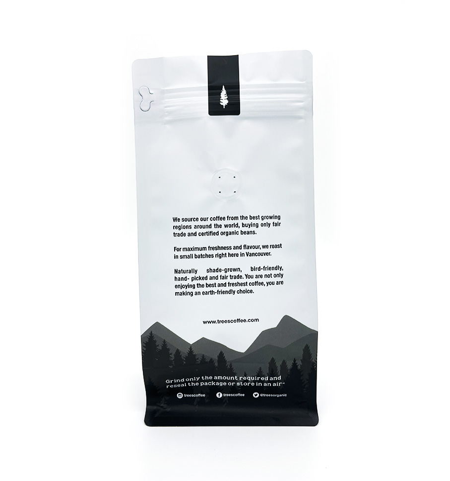 Sac à fond plat de qualité alimentaire, couleur imprimée personnalisée, anti-poussière, pour conserver les noix de café fraîches