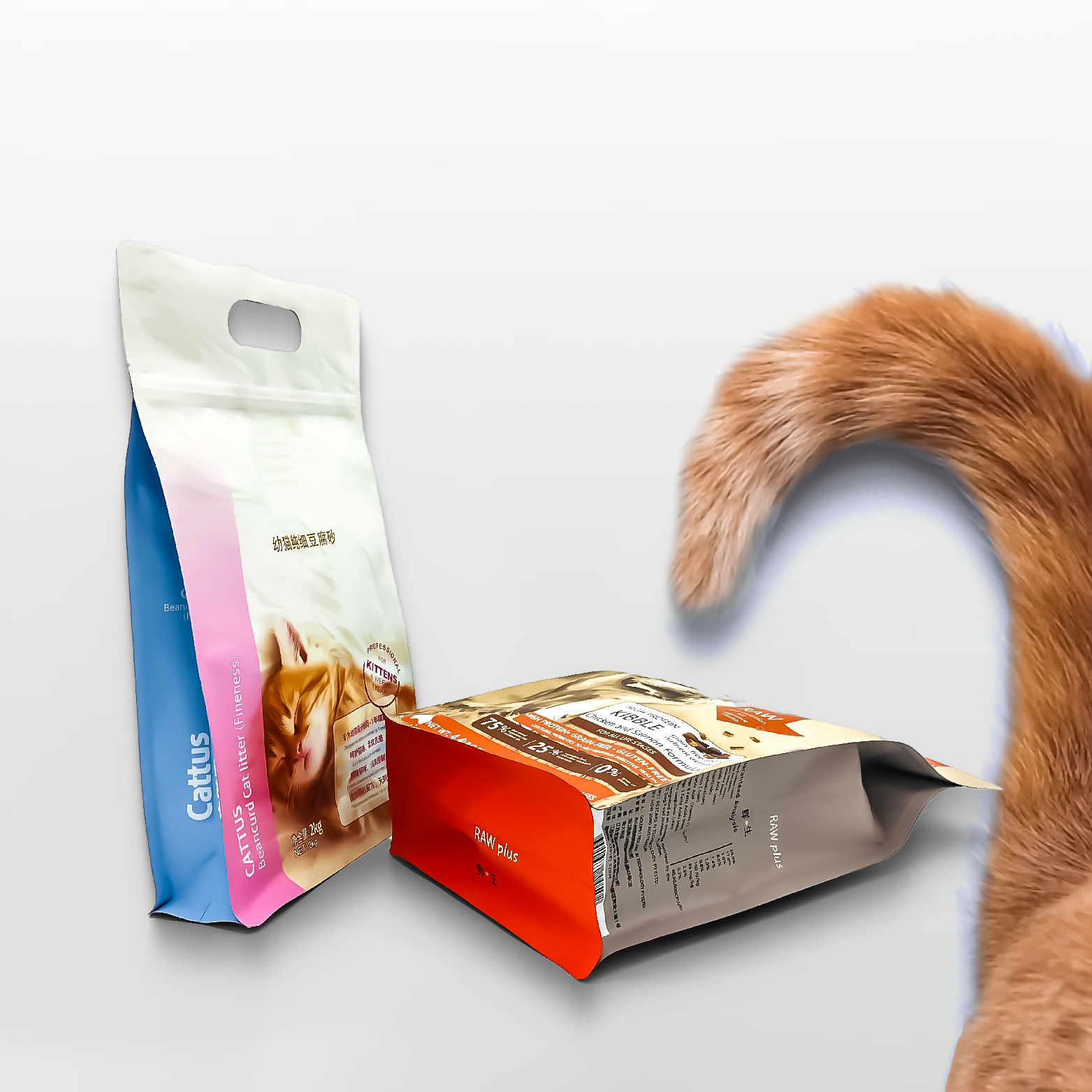 Poly sac rapide marqué par voyage de chat de chien de Gusseted d'emballage en plastique emballé pour la catégorie comestible