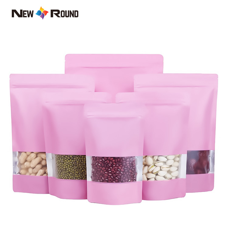 Pochettes debout imprimées sur mesure, emballage de collations, aliments plats auto-scellants