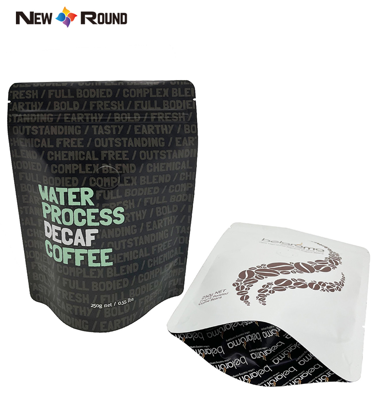 Tenez les sacs plats d'emballage de café de fond de bloc de tirette de poche avec la barrière