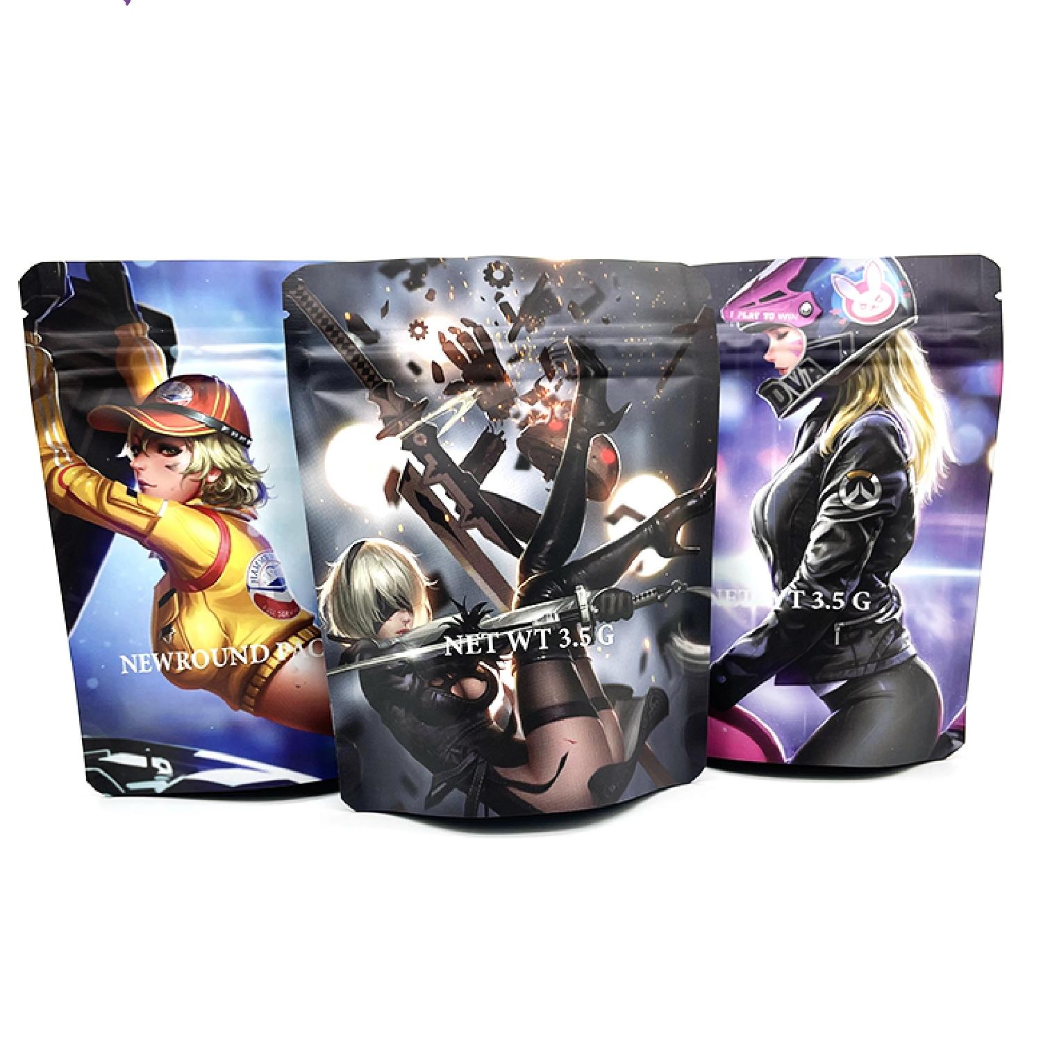 Sac en plastique Mylar laminé mat anti-odeur, sac Doypack debout avec fermeture éclair à l'épreuve des enfants