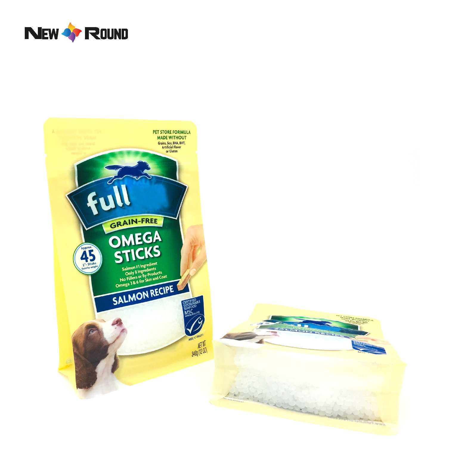Feuille imprimée personnalisée Mylar Logo Emballage de haute qualité Sac de nourriture pour chat à fond carré