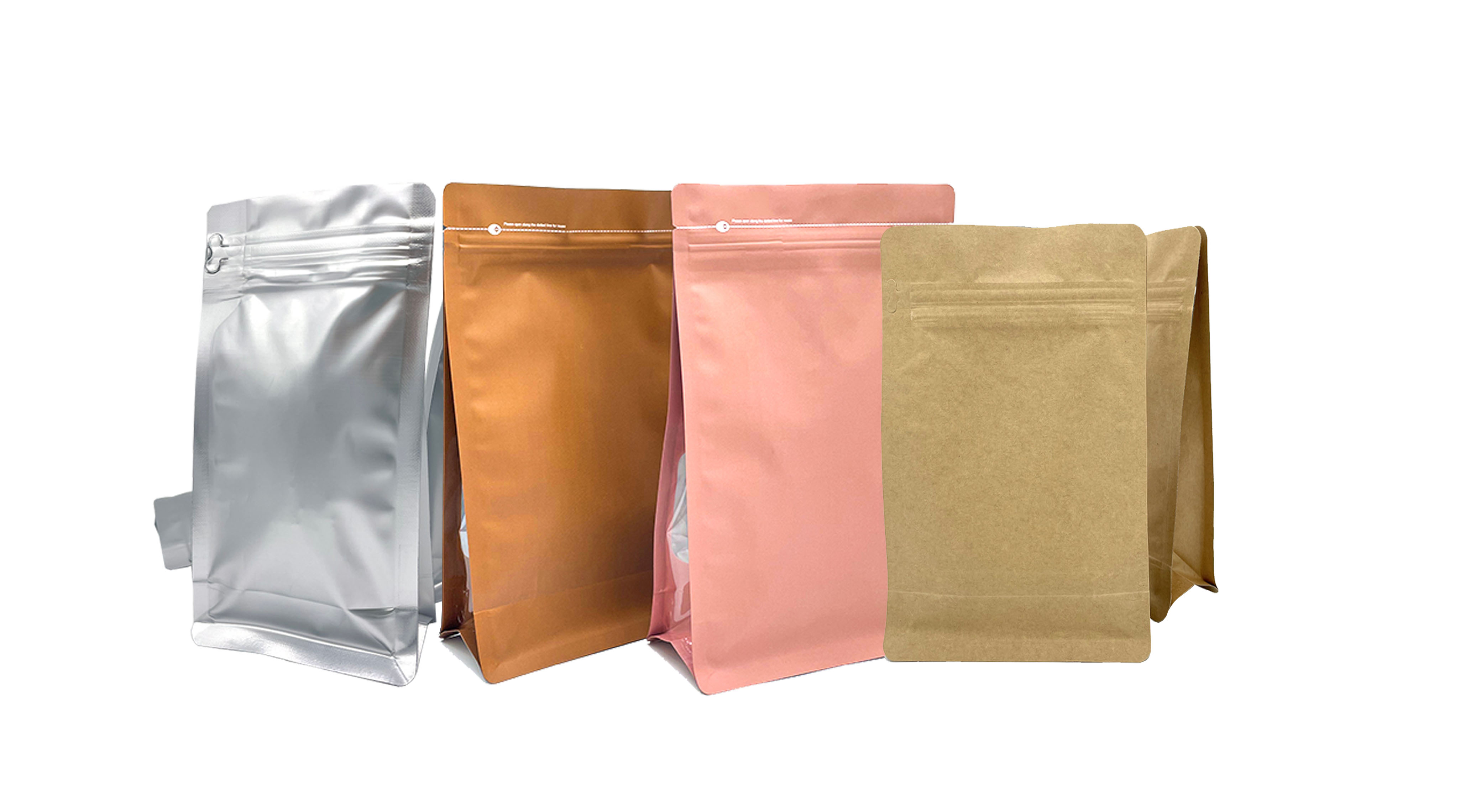 Sac d'emballage alimentaire personnalisé, pochette à fond plat, sac zip-lock pour café, pochette à fond carré