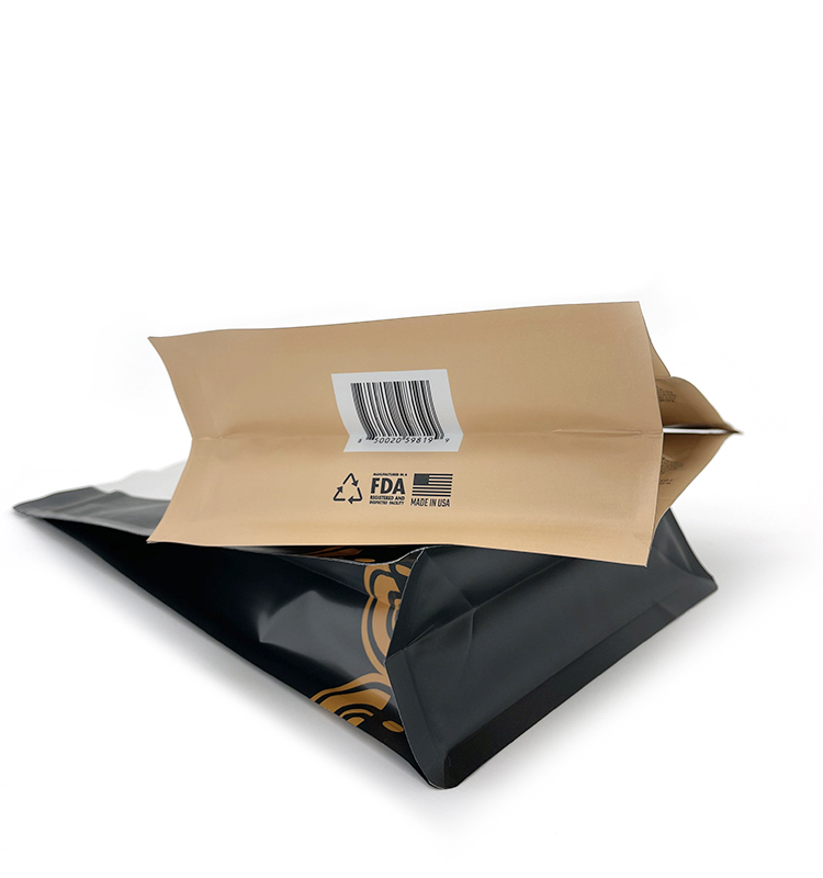 Le gousset latéral à fond plat refermable en gros imprimé personnalisé tient les sacs d'emballage de poche à fermeture éclair de café 
