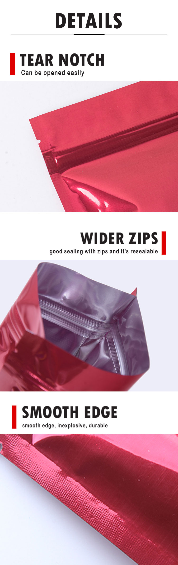 sacs mylar ziplock
