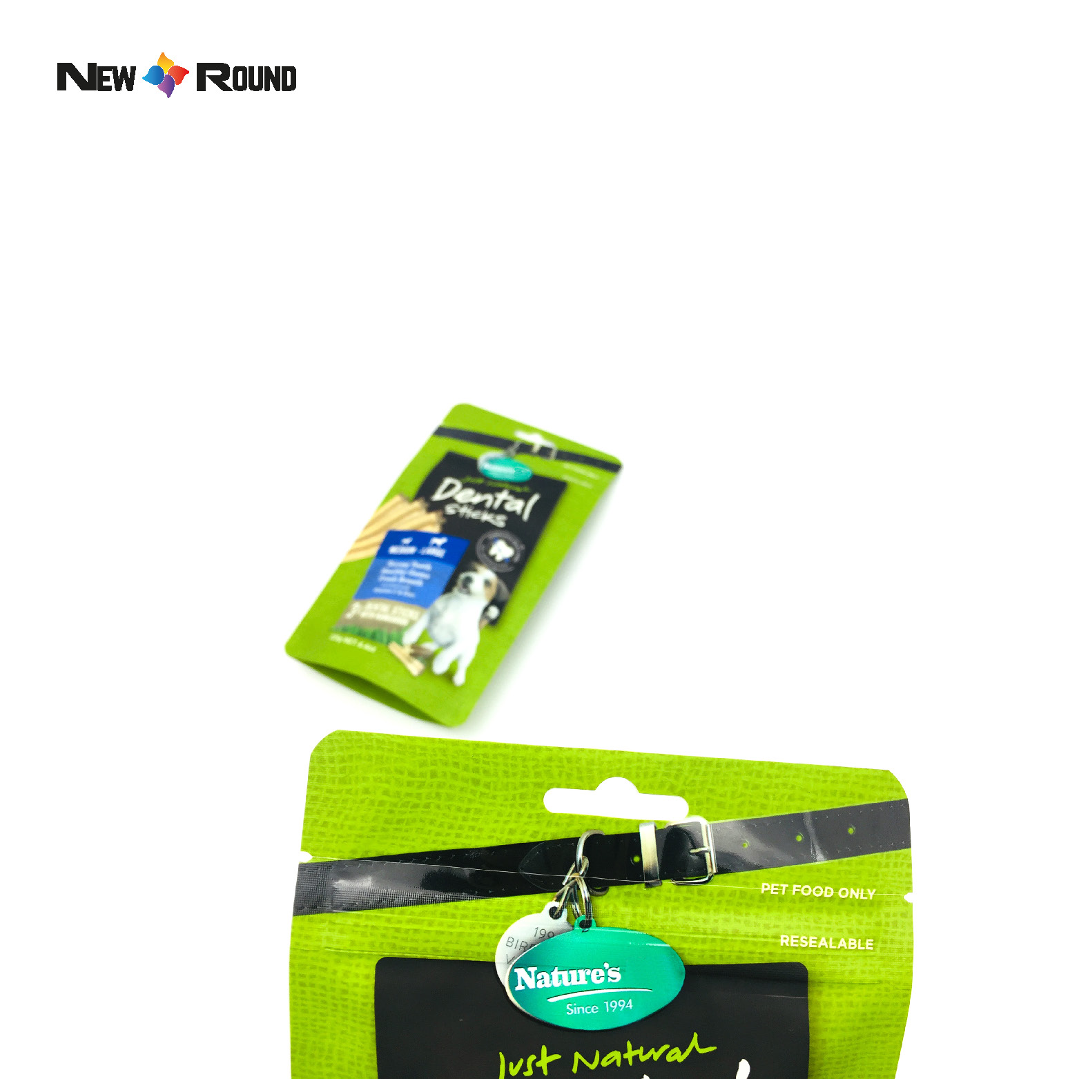 La coutume tiennent le sac vert d'emballage de festin de chien d'aliments pour animaux de compagnie de sacs de poche