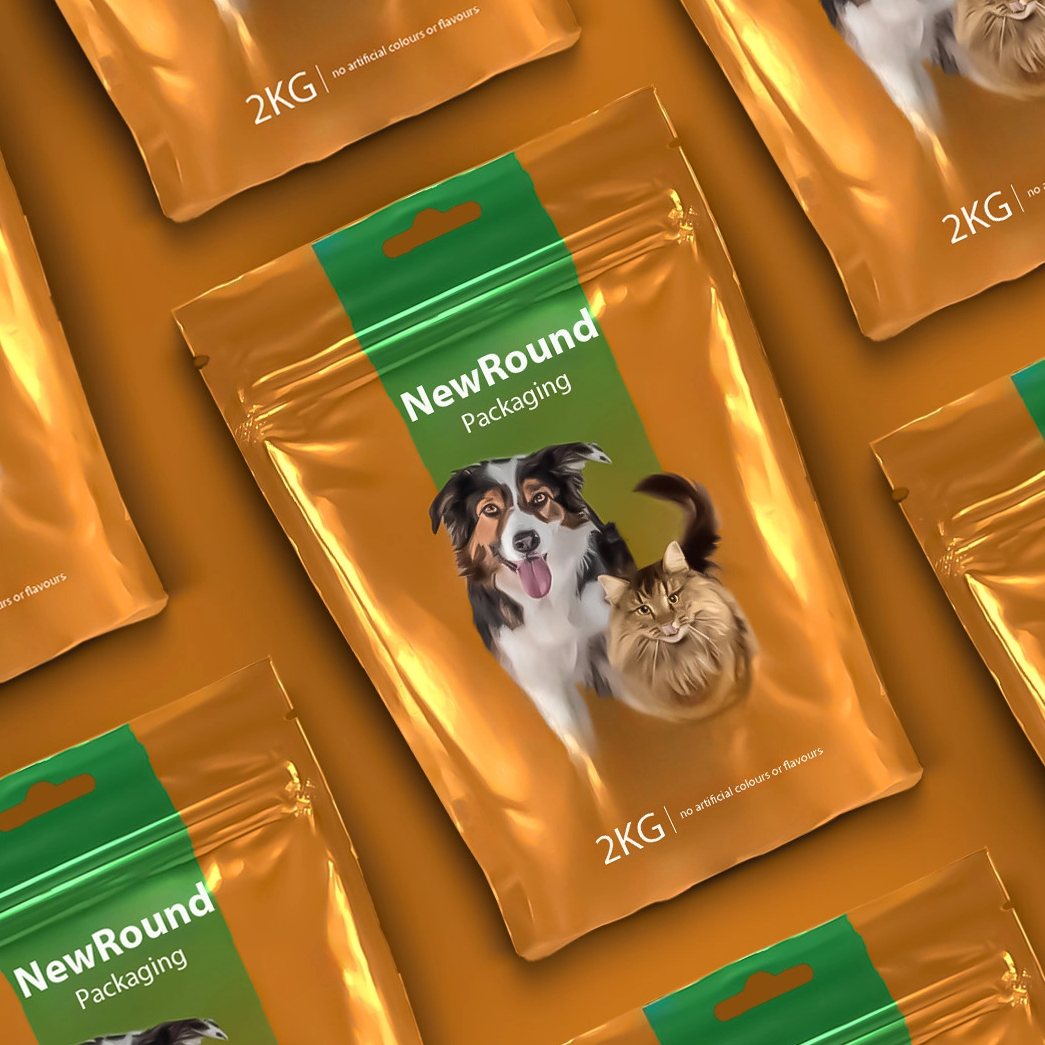Emballage alimentaire pour animaux de compagnie avec conception de stand recyclable