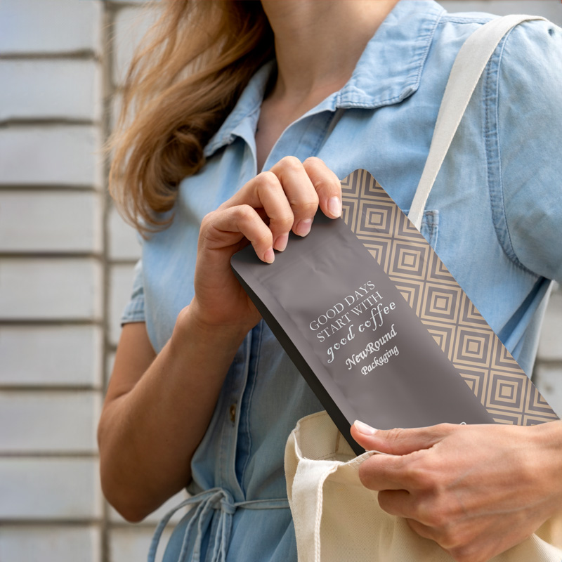 Nouveau Sac de café Recyclable personnalisé paquets de café en gros sac de café à fond plat avec Valve