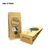 Emballage en plastique de sac de café de fond plat de grain torréfié de valve à sens unique de poche de papier kraft d'étiquette adaptée aux besoins du client