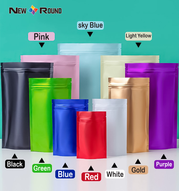 Papier d'aluminium en plastique refermable imprimé personnalisé à fermeture éclair 