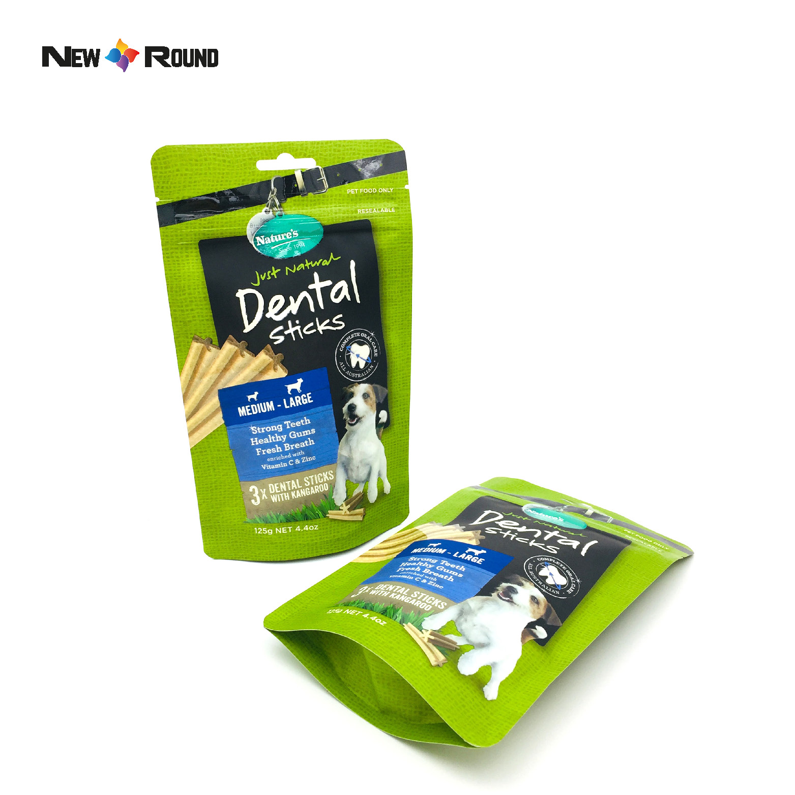 La coutume tiennent le sac vert d'emballage de festin de chien d'aliments pour animaux de compagnie de sacs de poche