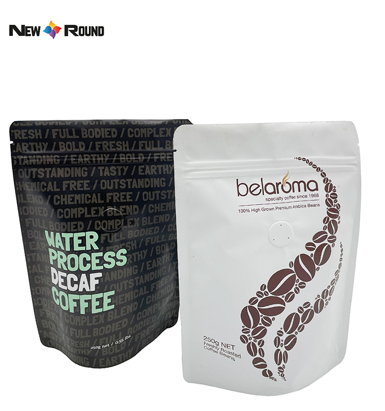 Tenez les sacs plats d'emballage de café de fond de bloc de tirette de poche avec la barrière