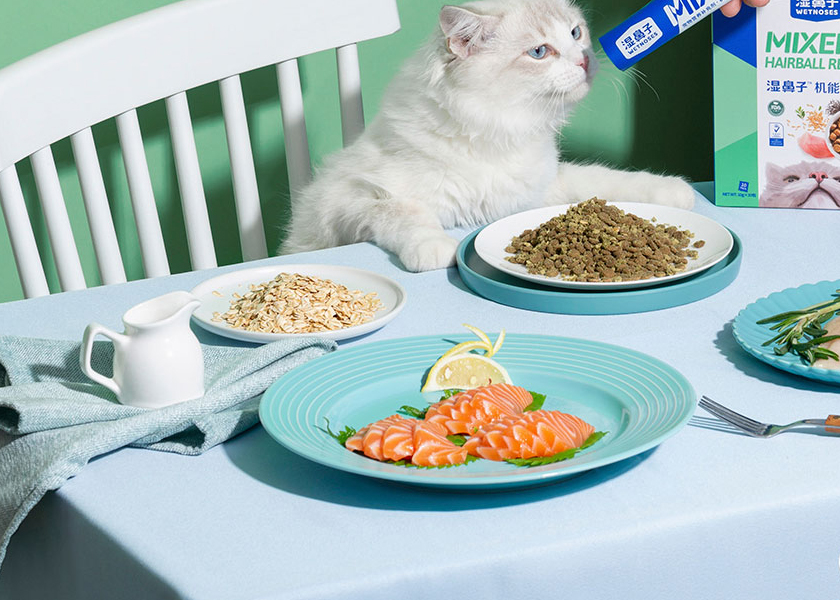 Sacs d'alimentation pour chats à fond plat avec zip redalable