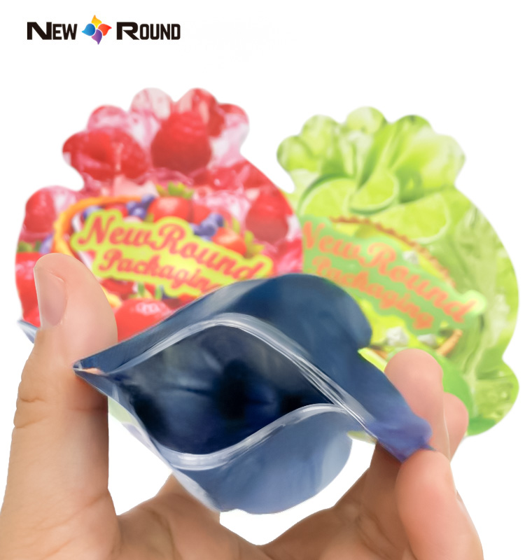 Fabricant de pochettes spéciales en forme de fruits en gros, sacs refermables en Mylar