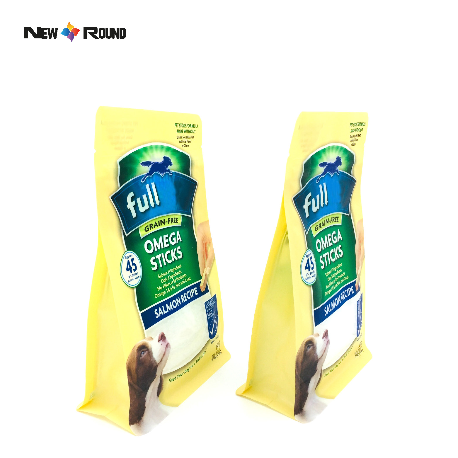Feuille imprimée personnalisée Mylar Logo Emballage de haute qualité Sac de nourriture pour chat à fond carré