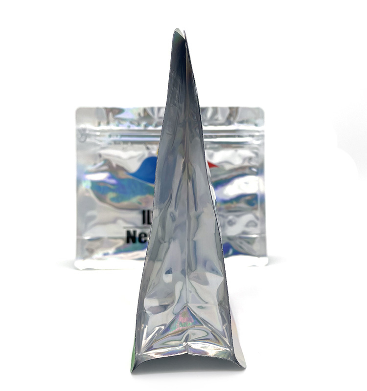 Pochette à fond plat d'emballage carré doublée d'aluminium avec fenêtre