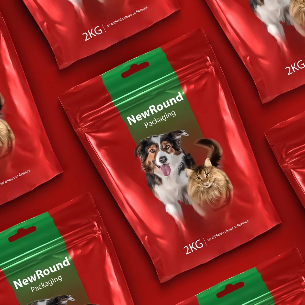 Emballage alimentaire pour animaux de compagnie avec conception de stand recyclable