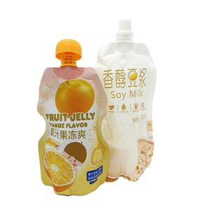 Emballage de gelée de jus de fruit en forme imprimée personnalisée, emballage de boisson avec bec en aluminium, pochettes liquides debout pour jus de fruit 