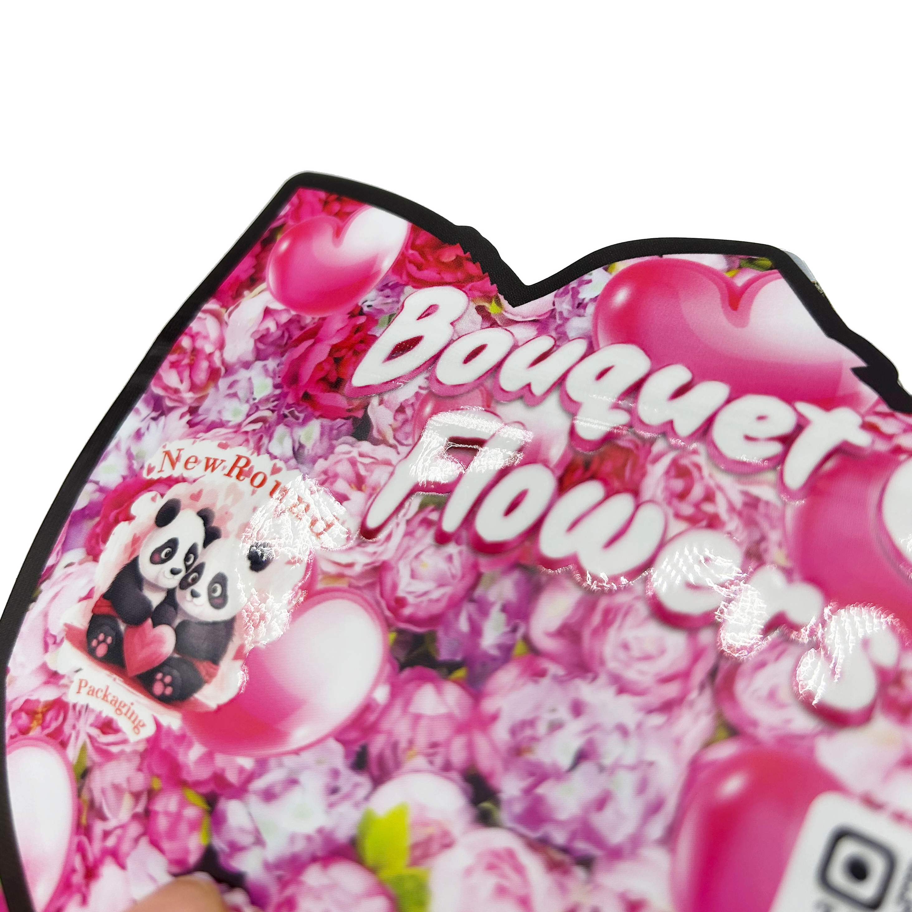 Sac personnalisé à fermeture éclair en aluminium anti-odeur de 3.5g, mat avec tache UV, emballage de gommes à bonbons, sac en Mylar découpé avec des matrices de forme spéciale