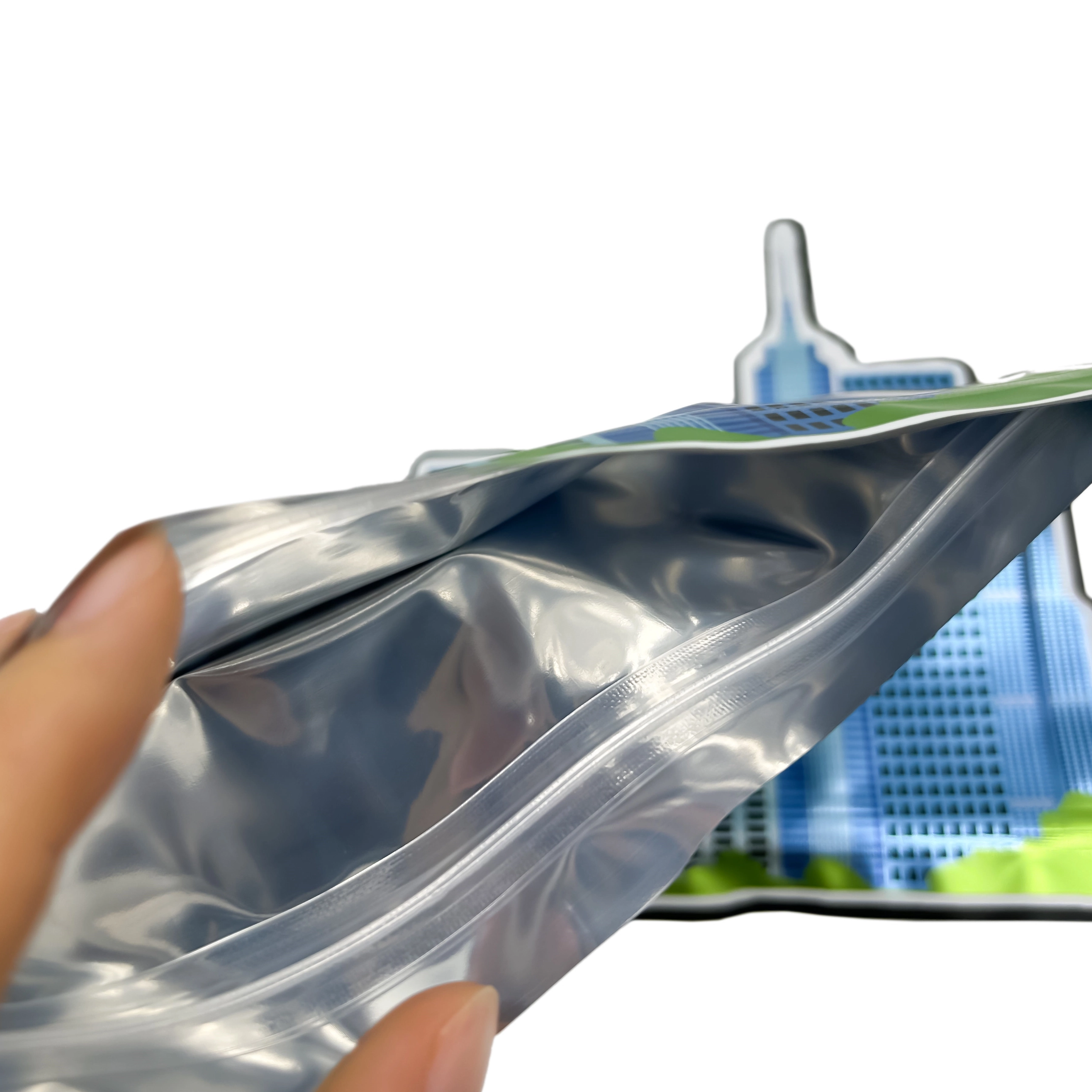 Emballage en forme de découpe, Ziplock irrégulier 3.5, Logo anti-odeur imprimé, conception personnalisée, sacs en Mylar découpés avec des matrices
